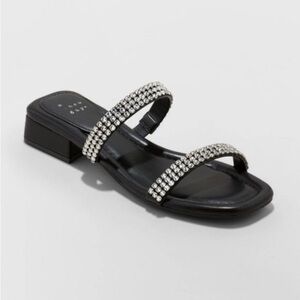 NEW Women's Annie JET BLACK
NWT
RHINESTONES Bling Slide Sandals - A New Day